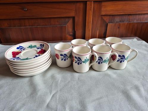 Boerenbont Mokkakopjes met schotel van Royal Sphinx, Huis en Inrichting, Keuken | Servies, Zo goed als nieuw, Kop(pen) en/of Schotel(s)