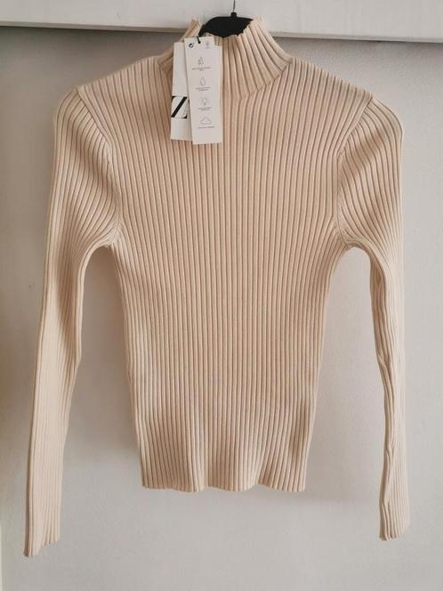 ZARA ribtrui met opstaande kraag mt. S/M, Kleding | Dames, Truien en Vesten, Nieuw, Maat 36 (S), Beige, Verzenden