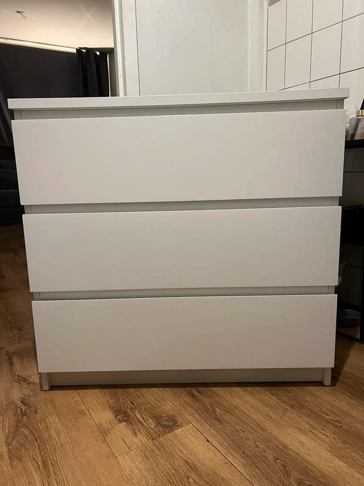 Ikea malm ladekast wit, Huis en Inrichting, Kasten | Ladekasten, Gebruikt, Minder dan 100 cm, 50 tot 100 cm, 25 tot 50 cm, Eikenhout