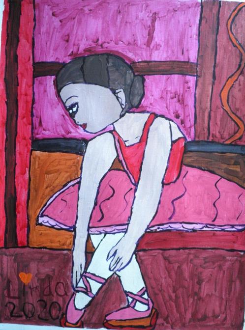 Schilderij ballarina 20, Antiek en Kunst, Kunst | Schilderijen | Modern, Ophalen of Verzenden