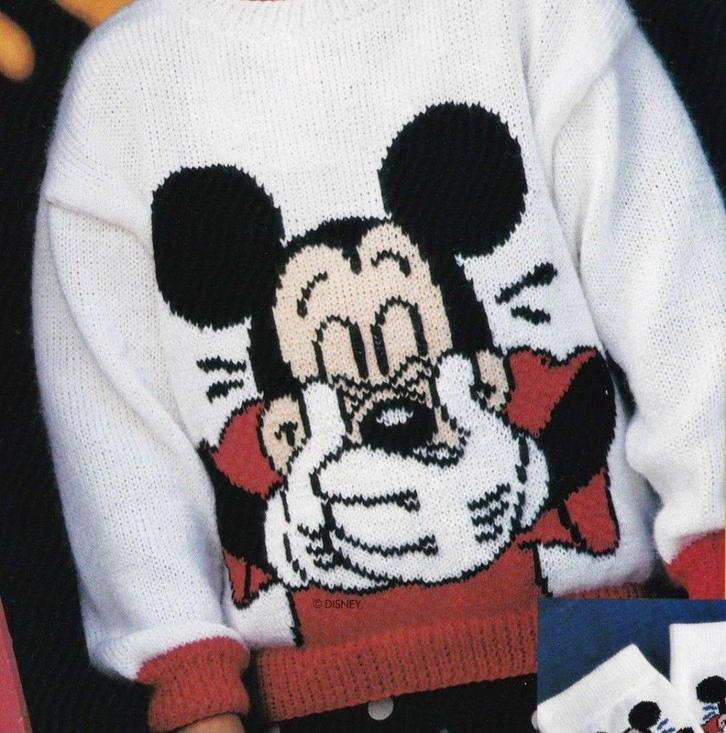 Mickey Mouse lacht trui breipatroon, Hobby en Vrije tijd, Breien en Haken, Zo goed als nieuw, Breien, Patroon of Boek, Verzenden