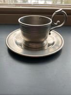 Zinn Pewter etain Tinnen theekopje met schotel, Antiek en Kunst, Ophalen of Verzenden
