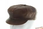 Vintage Panelenpet roodbruin leer 57-61 gratis verzenden NL, Kleding | Heren, Hoeden en Petten, Ophalen of Verzenden, Zo goed als nieuw