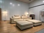 Nieuwstaat Minotti Beige Leren 4-Zits + 2 Hockers - NP: €25k, Huis en Inrichting, Banken | Bankstellen, Minotti, Leer, Ophalen of Verzenden