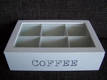NIEUW! 6-vaks houten opberg doos (COFFEE / KOFFIE) beschikbaar voor biedingen