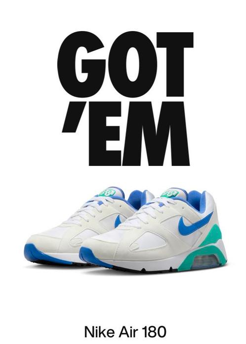 Nike Air 180 White and Medium Blue, Kleding | Heren, Schoenen, Nieuw, Wit, Ophalen of Verzenden