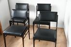 Vintage palissander jaren 60 houten eetkamer stoelen, Huis en Inrichting, Stoelen, Ophalen, Zwart, Vintage, Zo goed als nieuw