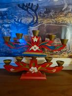 Vintage zweedse kandelaars kerst julbok, bolletjes kandelaar, Diversen, Kerst, Ophalen of Verzenden, Gebruikt