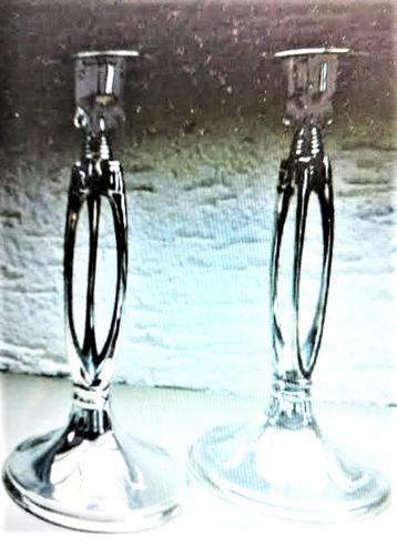 2x fraaie verzilverde (WMF) Jugendstil Kandelaars, ca 1910 beschikbaar voor biedingen