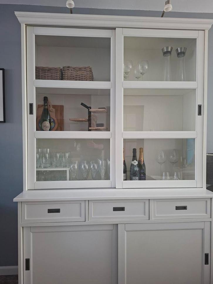 Witte Vitrinekast/Buffetkast met Verlichting, Huis en Inrichting, Kasten | Buffetkasten, Gebruikt, Ophalen