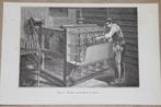 Antieke gravure - Machine om flessen te spoelen - 1885 !!, Ophalen of Verzenden