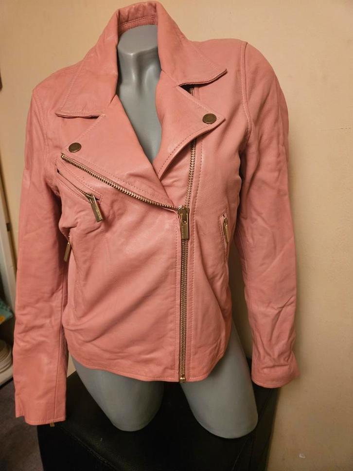 Transmission leren jasje maat M vintage-look, Kleding | Dames, Jassen | Zomer, Zo goed als nieuw, Maat 38/40 (M), Roze, Ophalen of Verzenden