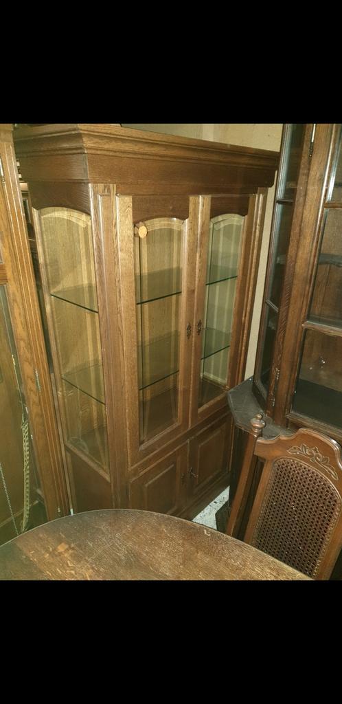 Eiken vitrinekast, Huis en Inrichting, Kasten | Vitrinekasten, Zo goed als nieuw, Minder dan 100 cm, 25 tot 50 cm, Kersenhout