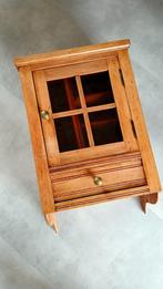 Vintage wandkastje okergeel glas, deurtje en laaatje, Ophalen, Gebruikt, Glas, Minder dan 150 cm