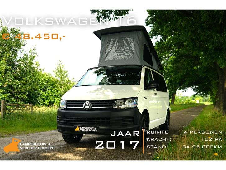 Volkswagen T6 4 pers camper met schuivende bank, Caravans en Kamperen, Campers, Bedrijf, tot en met 4, Buscamper of Camperbus