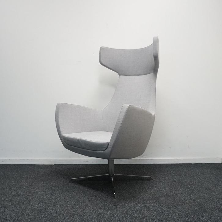 Ahrend Design Fauteuil | Grijze Relax Stoel | Draaibaar, Huis en Inrichting, Fauteuils, Gebruikt, Metaal, Stof, 75 tot 100 cm