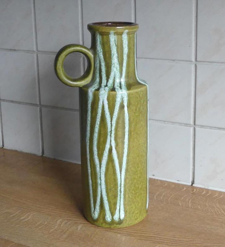 Scheurich 401-28 vintage vaas mat groen bamboe West-Germany, Huis en Inrichting, Woonaccessoires | Vazen, Gebruikt, Groen, Minder dan 50 cm