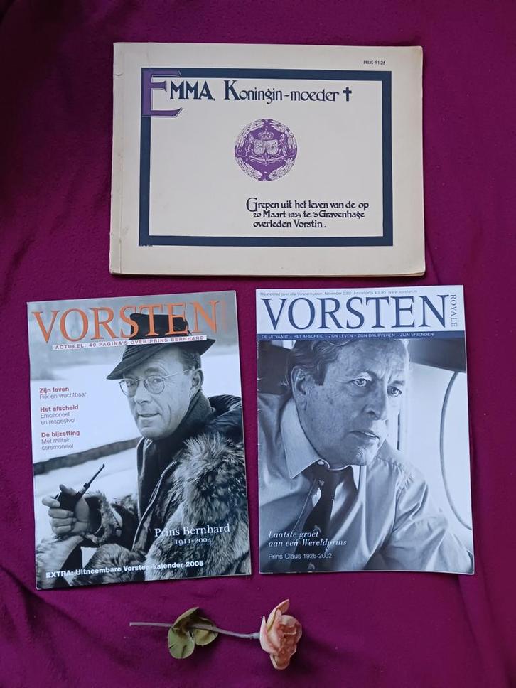 Koninklijk overlijden Vorsten 2x claus/bernhard 1x boek emma, Verzamelen, Koninklijk Huis en Royalty, Gebruikt, Tijdschrift of Boek