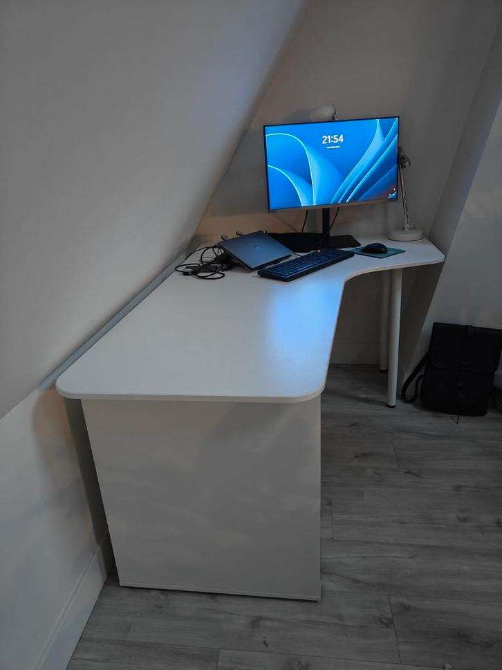 Ikea Bekant Hoekbureau Rechts + Adils poten + archiefkastje, Huis en Inrichting, Bureaus, Gebruikt, Ophalen