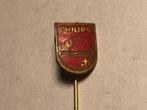 Emaille PHILIPS Speld (Rood/Messingkleur)., Verzenden, Zo goed als nieuw, Merk, Speldje of Pin