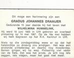 Ulft 1923- 1967 Gradus Joh. Draaijer// Wilhelmina Hummelink, Ophalen of Verzenden, Bidprentje