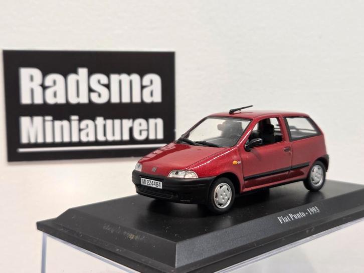 Fiat Punto 1993 - 3drs Rood - 1:43 Norev hachette, Hobby en Vrije tijd, Modelauto's | 1:43, Zo goed als nieuw, Auto, Norev, Ophalen of Verzenden