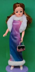 Vintage Barbie Sindy/Fleur Jurk/Bontrandjes Stola Tasje, Verzenden, Gebruikt, Kleertjes