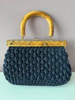 Vintage marineblauwe handgemaakte gehaakte handtas, Ophalen of Verzenden, Zo goed als nieuw, Blauw, Handtas