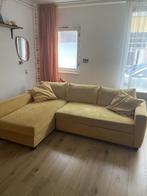 Geel bankstel met chaise longue drie persoons, Ophalen, Gebruikt, Driepersoons, 250 tot 300 cm