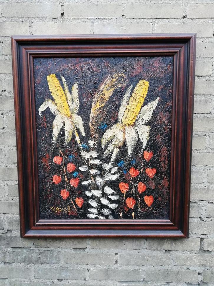 Rangé~pseudoniem W. Enneking (1923) Mais & bloemen. 58/68 cm, Antiek en Kunst, Kunst | Schilderijen | Klassiek, Ophalen