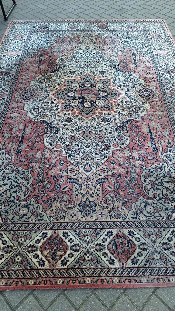 Vintage tapijt, Louis de Poortere, zuiver scheerwol, hertjes, Huis en Inrichting, Stoffering | Tapijten en Kleden, Gebruikt, 200 cm of meer