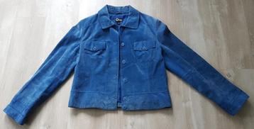 Mooi suède leren dames jasje, blouson, cobalt blauw, maat 44 beschikbaar voor biedingen