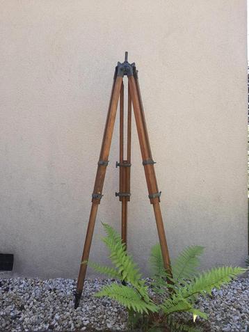 antieke driepoot statief tripod messing eikenhout aluminium beschikbaar voor biedingen
