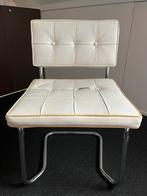 Jaren ‘90 Retro buisframe eetkamerstoel Wit leer, Ophalen, Gebruikt, Wit, Metaal