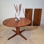 Vintage jaren 60 verlengbare ronde ovale tafel massief teak, Ophalen, 100 tot 150 cm, Ovale tafel, uittrektafel, Glostrup, Dyrlund