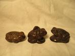 3x antiek houtsnijwerk knopen Japan, Antiek en Kunst, Verzenden