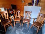4 eiken eethoek stoelen, Ophalen, Gebruikt, Bruin, Vier