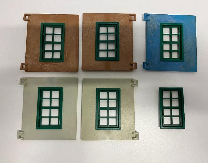 Western nr 94: 6x Raam Jaren '70 Huisjes 3421 3430 3431 3428, Kinderen en Baby's, Speelgoed | Playmobil, Gebruikt, Los playmobil