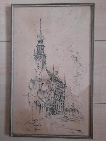 Originele tekening stadhuis Veere beschikbaar voor biedingen