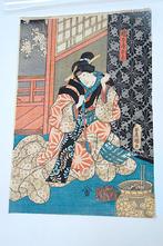 Een Japanse houtblok prent  B., Ophalen of Verzenden