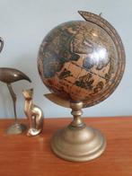 Globe wereldbol hout koperkleur en aardetinten, Gebruikt, Ophalen of Verzenden