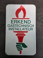 Emaille bord erkend gastechnisch, Ophalen of Verzenden, Gebruikt, Reclamebord
