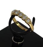 Sale 20 karaats gouden dames rij ring met 5 diamanten 0,50ct, Sieraden, Tassen en Uiterlijk, Ringen, Goud, Goud, Met edelsteen