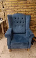 Grote oor fauteuil blauw stof, Huis en Inrichting, Fauteuils, Ophalen, 75 tot 100 cm, Zo goed als nieuw, Stof