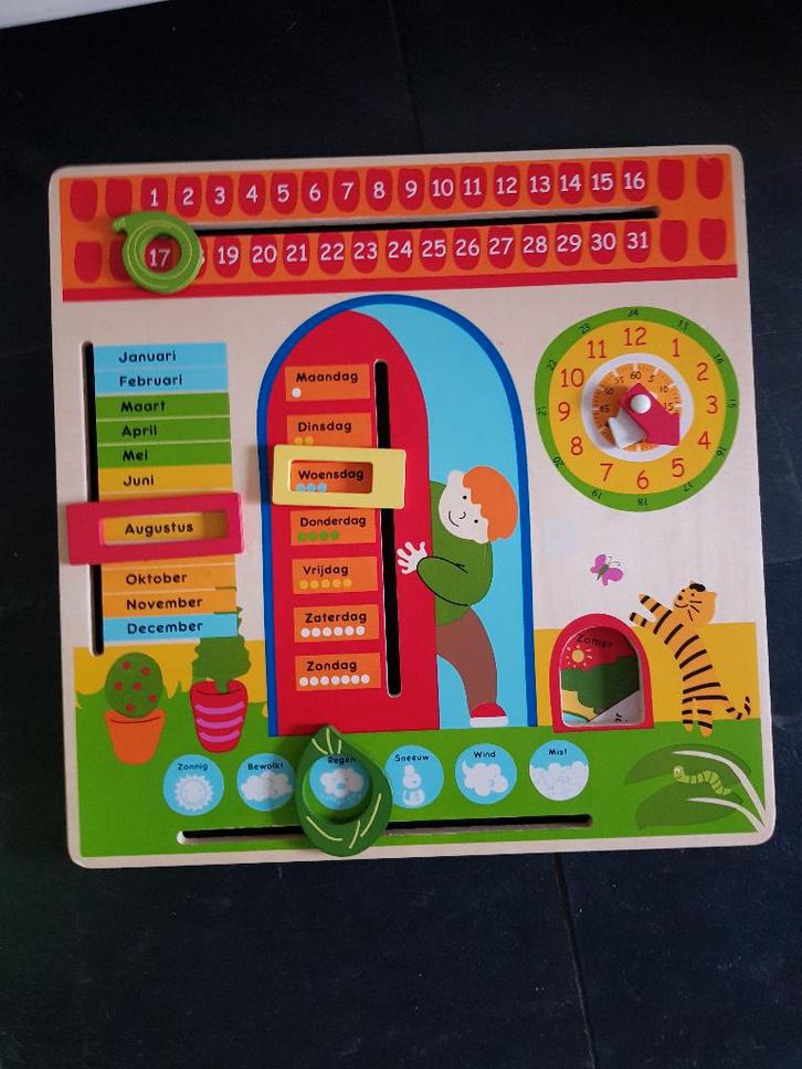 Houten kalender seizoenen klok maanden NIEUW, Kinderen en Baby's, Speelgoed | Educatief en Creatief, Zo goed als nieuw, Puzzelen