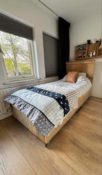 Steigerhouten Bed + Lattenbodem & Kastje, Huis en Inrichting, Slaapkamer | Bedden, Ophalen, Gebruikt, 90 cm, Eenpersoons