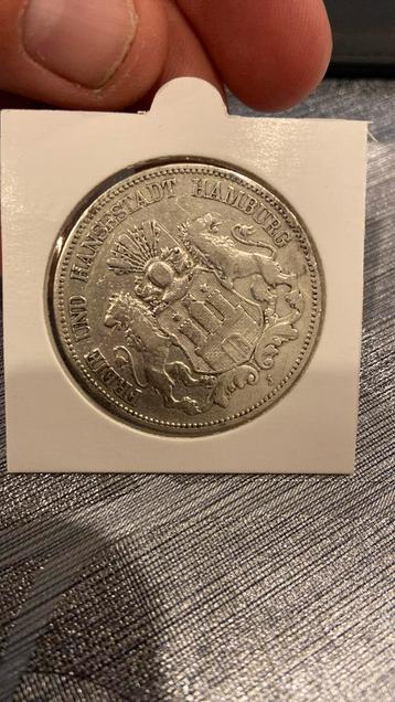 5 mark hamburg 1876 zilver mooie munt beschikbaar voor biedingen