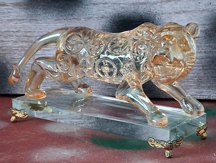 Panter. Glas. Glazen sokkel. 17/9 cm., Antiek en Kunst, Kunst | Designobjecten, Ophalen