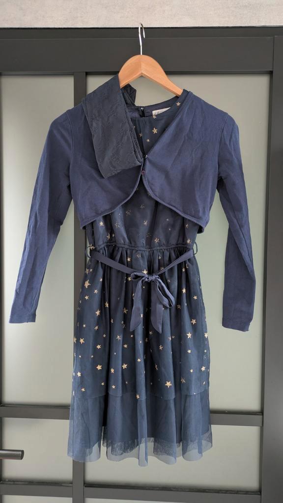 Mooi jurkje met vestje en panty - Maat 158, Kinderen en Baby's, Kinderkleding | Maat 158, Zo goed als nieuw, Meisje, Jurk of Rok