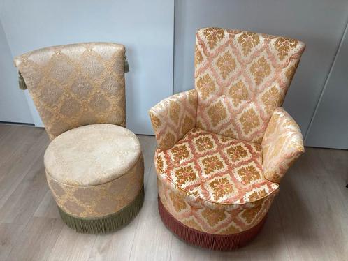 Boudoir Stoeltjes Set, Huis en Inrichting, Fauteuils, Gebruikt, Stof, Minder dan 50 cm, Minder dan 75 cm, Ophalen